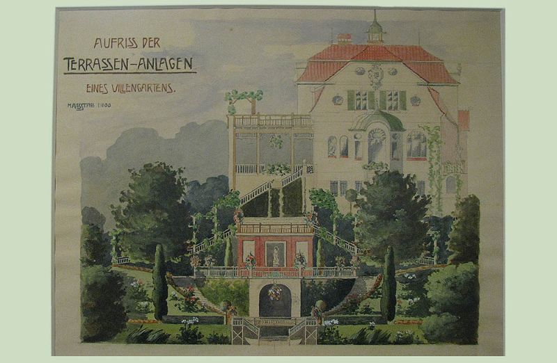 Ausstellung "Neue Gärten!", Schloss Benrath - Erwin Barth - Villengarten, Zeichnung